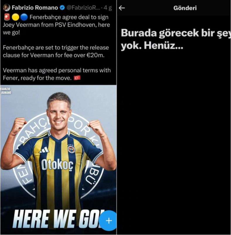 埃因霍温官宣费尔曼留队，罗马诺删除HWG推文