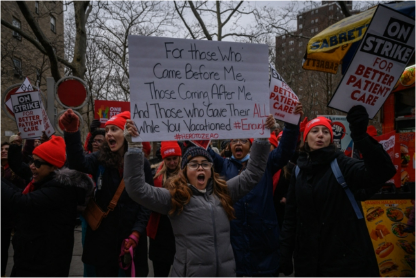 纽约恐爆史上最大规模护士罢工